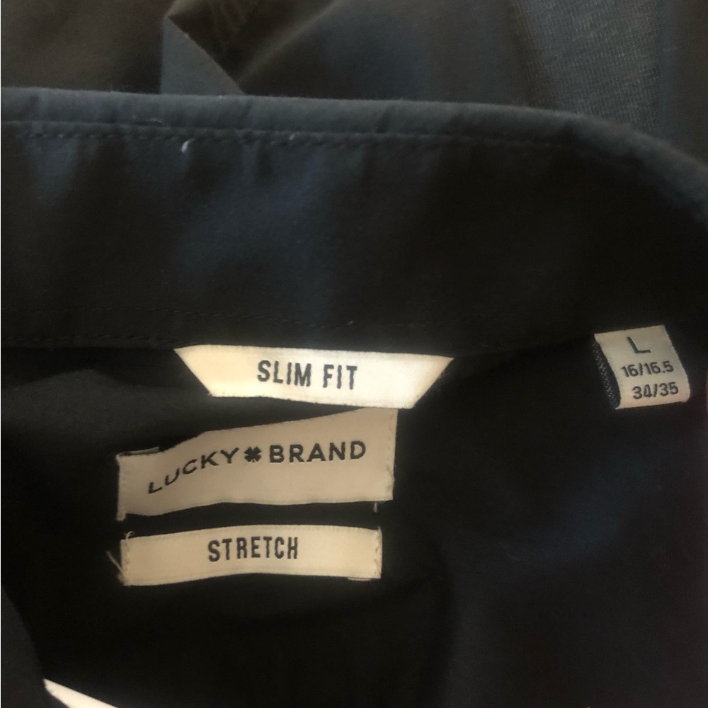 Lucky Brand Mens Black Casual Button-Up Shirt